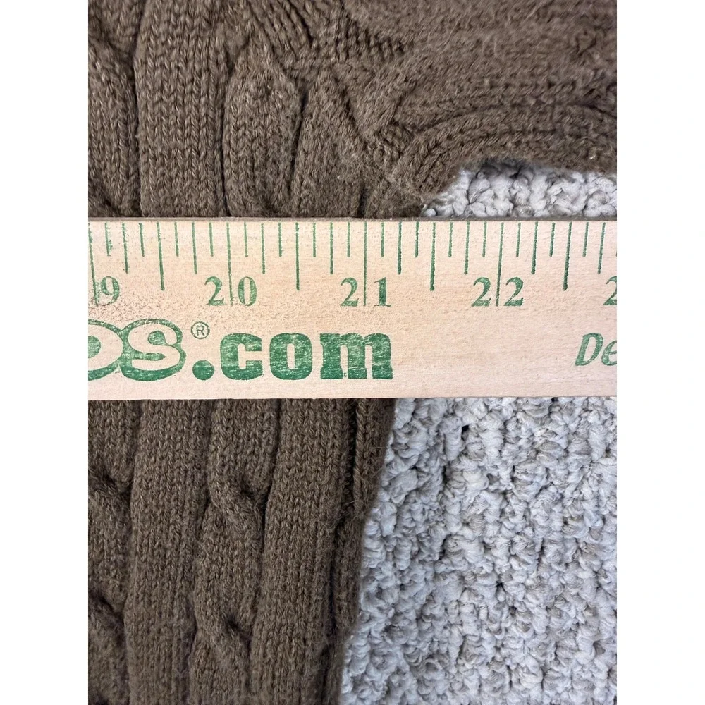 Eddie Bauer Y2K Cardigan Womens XL Tall Brown Cable Knit Sweater Grandma Preppy
